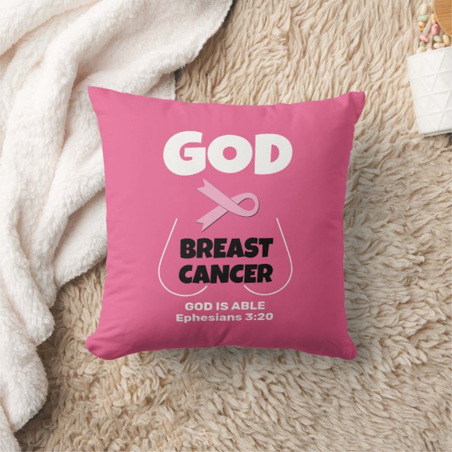 GOD IS BIGGER THAN BREAST CANCER Christian T-Shirt Cushion (Blanket)