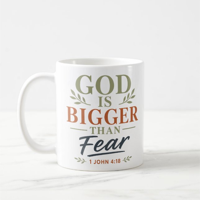 God Is Bigger Than Fear Daily Trust Devotional Coffee Mug (Left)