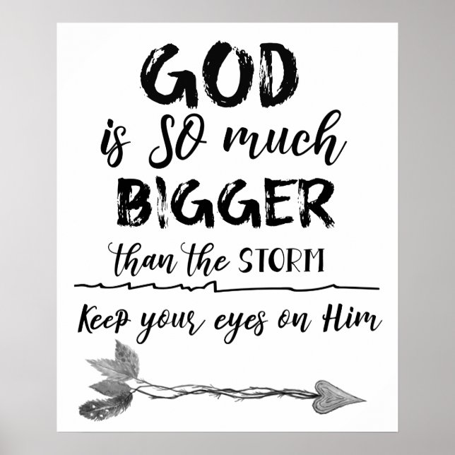 God is Bigger than the Storm Christian Poster (Front)