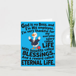 God Is Boss Employee Cute Duck Christian Card