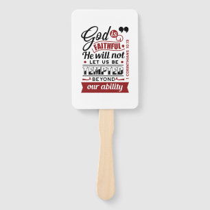 God Is Faithful – 1 Corinthians 10:13 Bible Verse Hand Fan