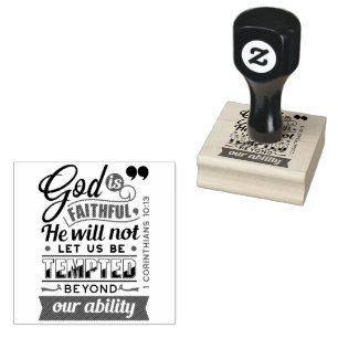 God Is Faithful – 1 Corinthians 10:13 Bible Verse Rubber Stamp
