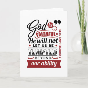 God Is Faithful – 1 Corinthians 10:13 Bible Verse Thank You Card