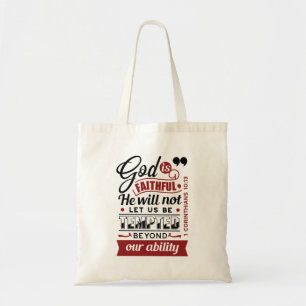 God Is Faithful – 1 Corinthians 10:13 Bible Verse Tote Bag