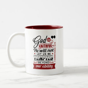 God Is Faithful – 1 Corinthians 10:13 Bible Verse Two-Tone Coffee Mug