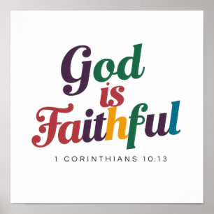 God is Faithful 1 Corinthians 10:13 Biblical Verse Poster