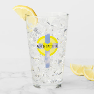 God is Faithful Cross Healing Bible Verse Yellow Glass