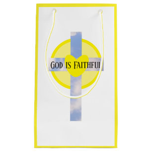 God is Faithful Cross Healing Bible Verse Yellow Small Gift Bag