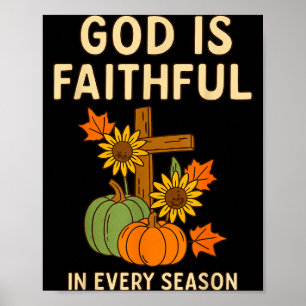 God Is Faithful Fall Christian Bible Verse Pumpkin Poster