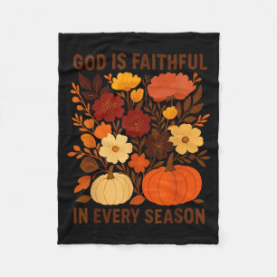 God Is Faithful In Every Season, Floral Fall Autum Fleece Blanket