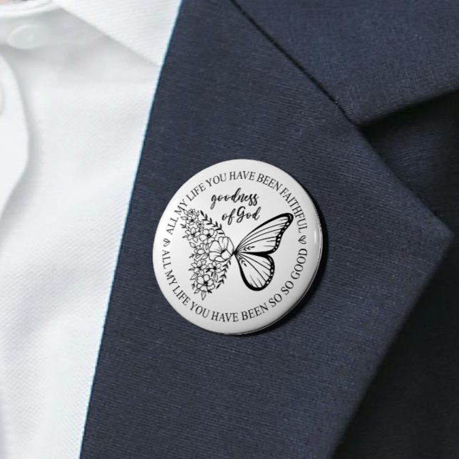God Is Good Butterfly Floral 7.5 Cm Round Badge (Show your faith with this stylish button—wear it proudly and remind others of the power of belief!)