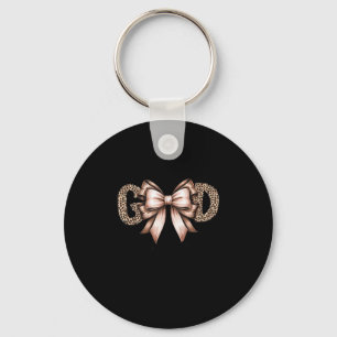 God Is Good Leopard Letters With Bow Vintage Chris Key Ring