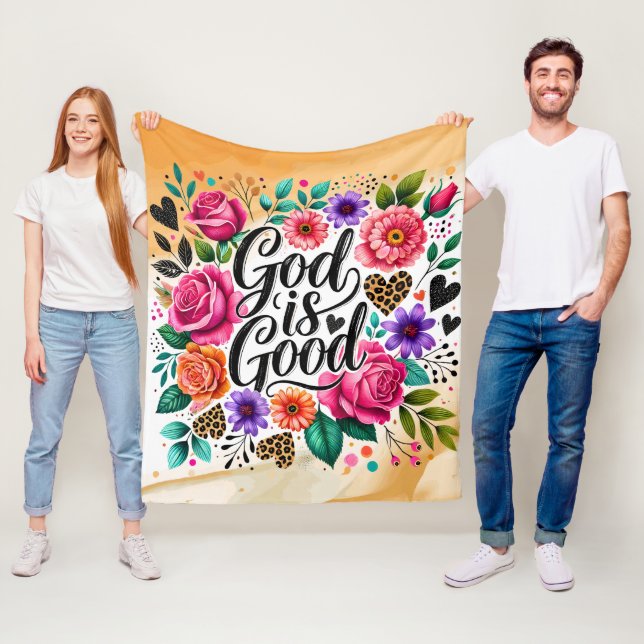 God Is Good Religious Spiritual Fleece Blanket (In Situ)