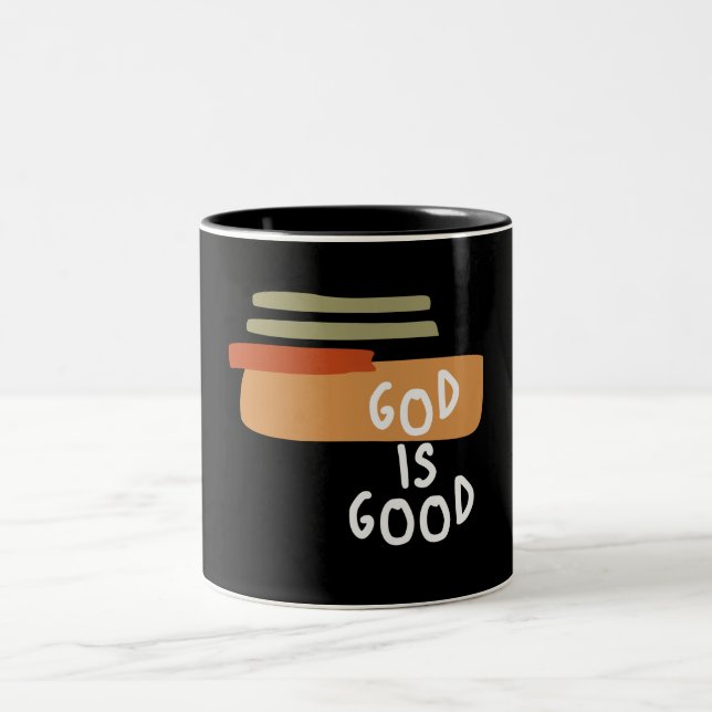 God is Good - Simple and Powerful Christian Quote Two-Tone Coffee Mug (Center)