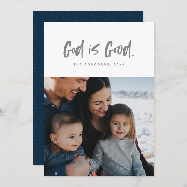 God is Good simple religious holiday photo card (Front/Back)