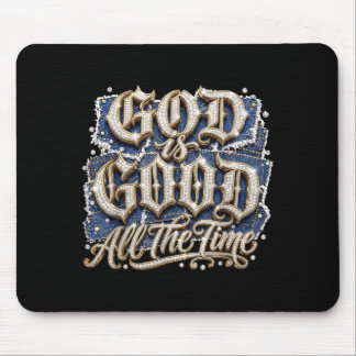 God Is Good The Time Rhinestone Christian Design Mouse Pad