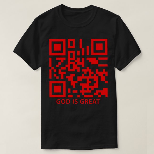 God is Great Red Qr Code T-Shirt (Design Front)