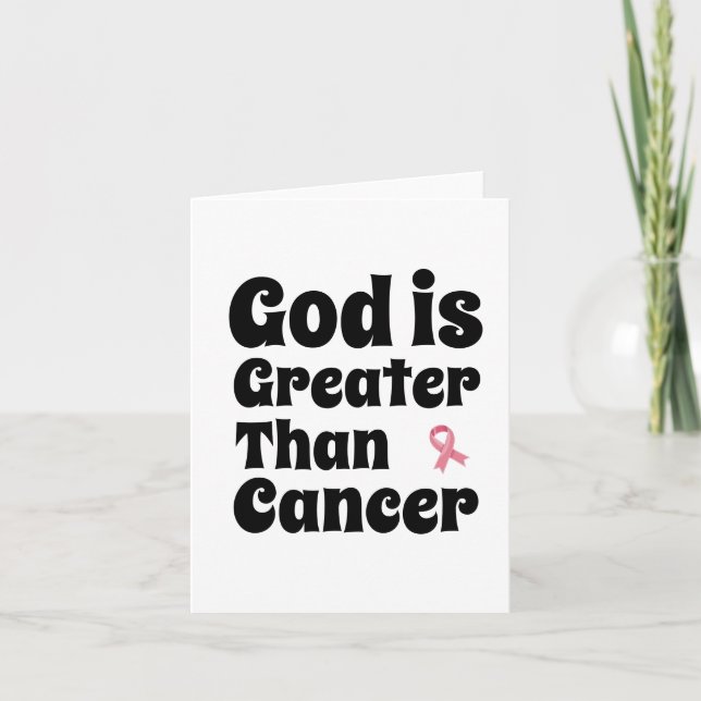 God is Greater than Cancer - Inspirational Faith  Thank You Card (Front)