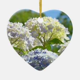 God is Holy! gifts Oranments Blue Hydrangea Flower Ceramic Tree Decoration