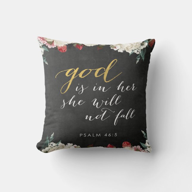 God is in her, Psalm 46 5 - Monogram Throw Pillow (Front)