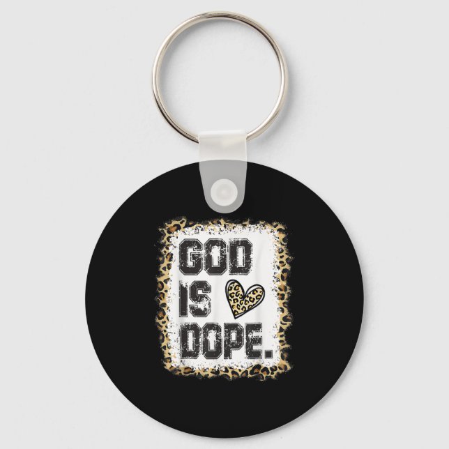 God Is Leopard Pattern  Key Ring (Front)
