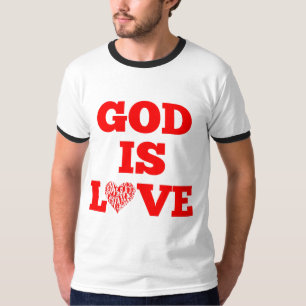 God Is Love Bible Quote Mens Ringer T-Shirt