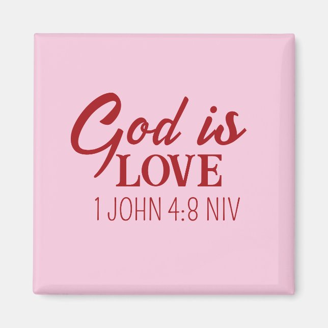 God is Love Bible Verse Christian Faith Pink Magnet (Front)