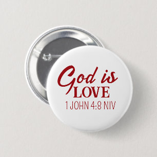 God is Love Bible Verse Christian Faith White 6 Cm Round Badge