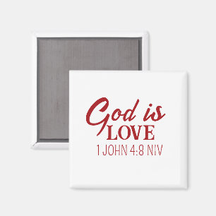 God is Love Bible Verse Christian Faith White Magnet