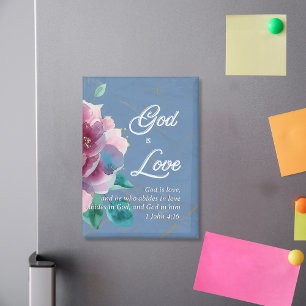 God is Love Bible Verse Floral Christian quote Magnet