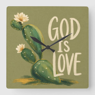 GOD IS LOVE Christian Encouragement Gift Square Wall Clock