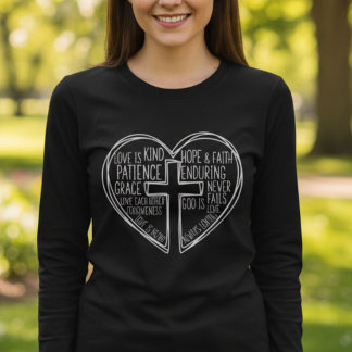 God Is Love Christian Heart Cross T-Shirt
