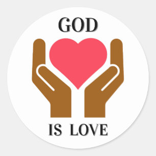 God Is Love Christian Heart & Hands  Classic Round Sticker