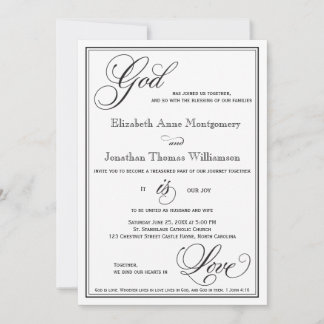 God is Love Christian Script Wedding Invitation