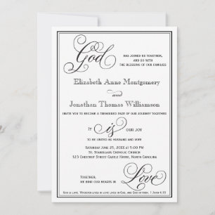 God is Love Christian Script Wedding Invitation