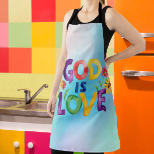 God is Love Colorful Bible Quote Apron