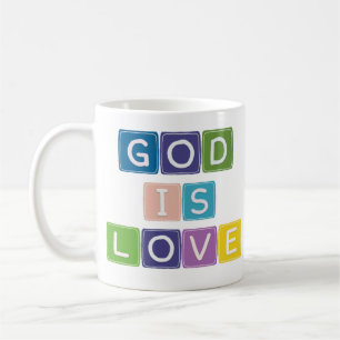God Is Love Colourful Blocks Coffee Mug