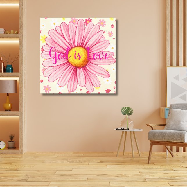 God is Love Colourful Sunflower Bible Quote Canvas Print (Creator Uploaded)