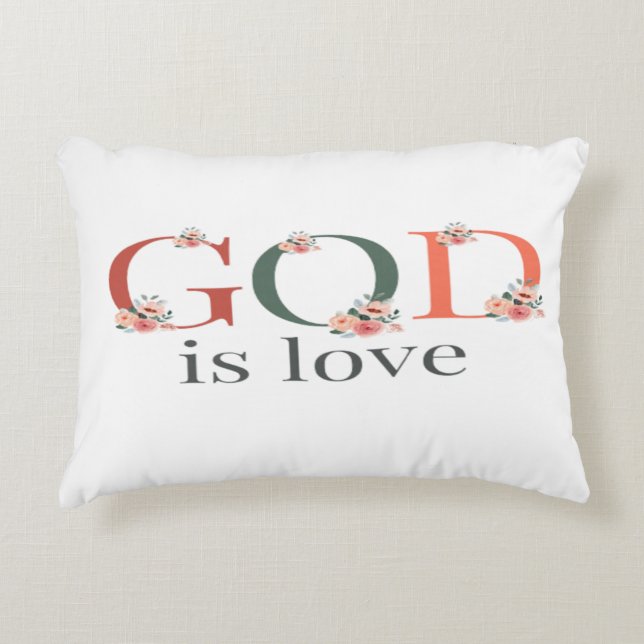 God is Love Floral Accent Pillow (Front)