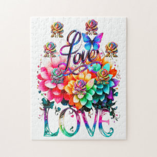 God is love, flowers, cross to bless the Nations. Jigsaw Puzzle