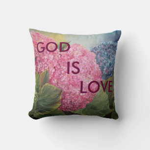GOD IS LOVE Hydrangea pillow