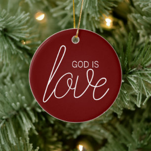 God Is Love Modern Christian Ceramic Tree Decoration