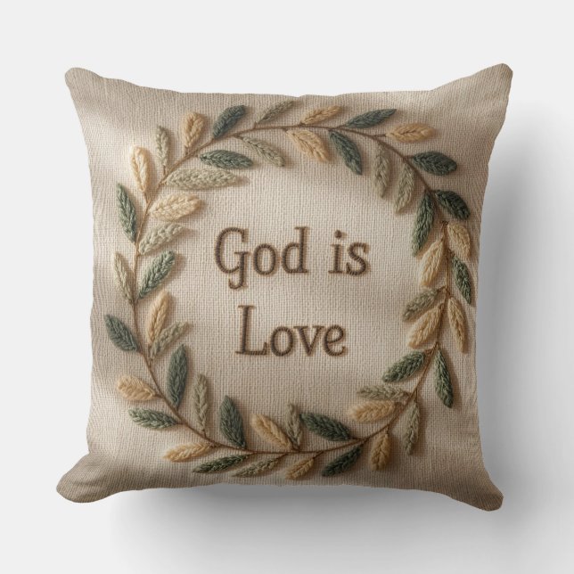 God Is Love Pillow – Christian Home Decor (Front)