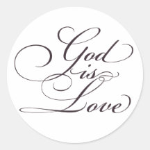 God is Love Script Christian Wedding Stickers