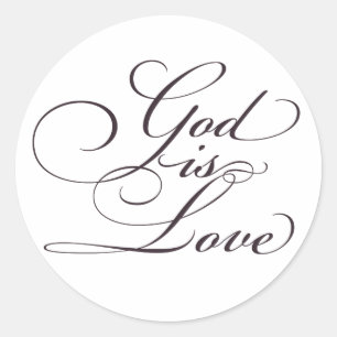 God is Love Script Christian Wedding Stickers