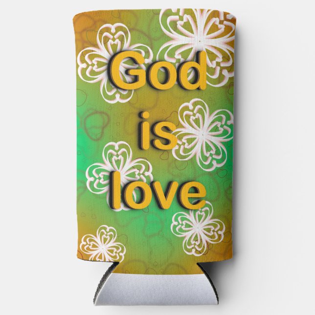 God is love  seltzer can cooler (Front)