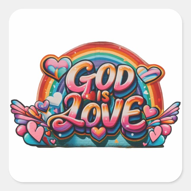 God is Love  Square Sticker (Front)