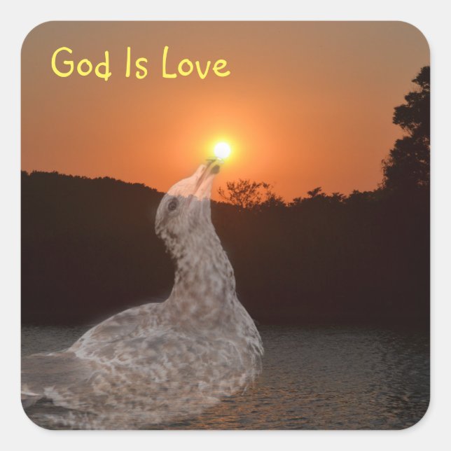 God Is Love Sunset Square Sticker (Front)