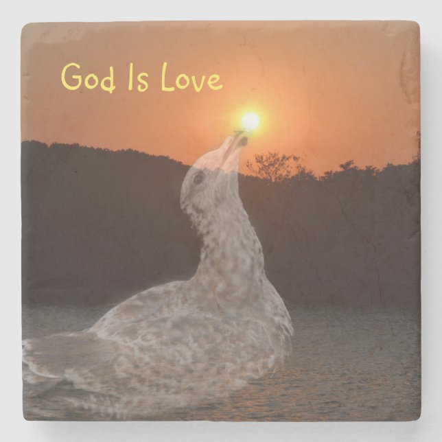 God Is Love Sunset Stone Coaster (Front)