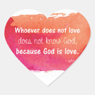 God is Love Watercolor Paint Bible Verse Heart Sticker